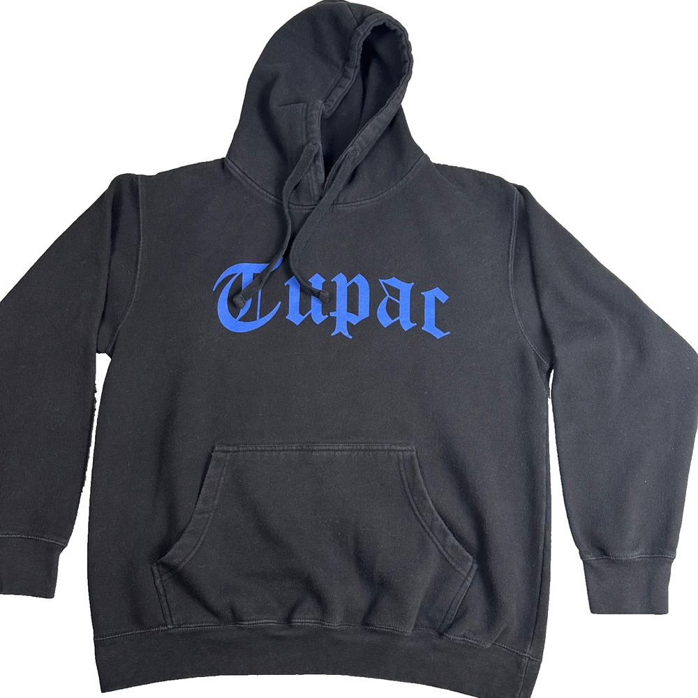 Marvel x Tupac Hoodie Mens Extra XL Black Music Comics Cross Sweatshirt
